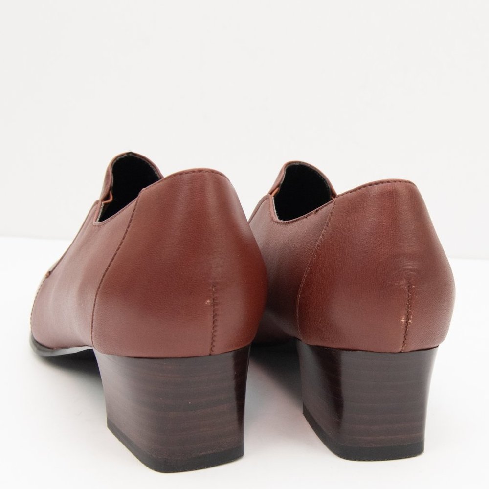 David Tate Bootie Stacked Block Heel Leather Boot Square Toe Size 7 WW Wide - Picture 3 of 9